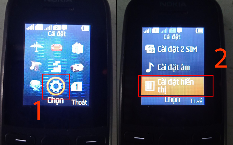 Chọn C&agrave;i đặt hiển thị trong C&agrave;i đặt
